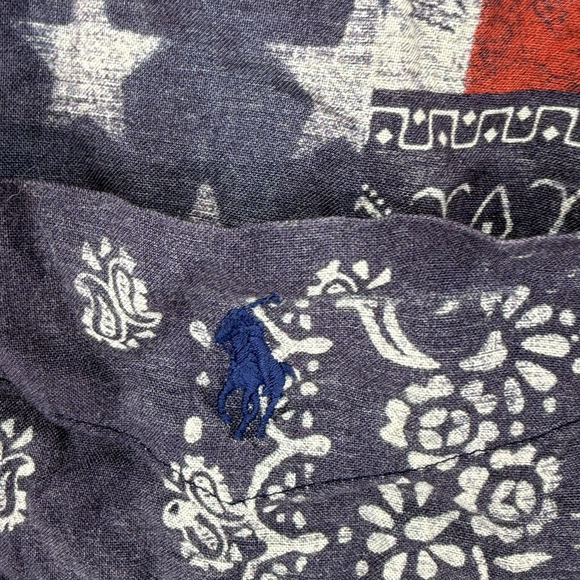 Polo Ralph Lauren Classic Fit American Flag Patchwork Viscose Camp Shirt Large - Picture 3 of 5